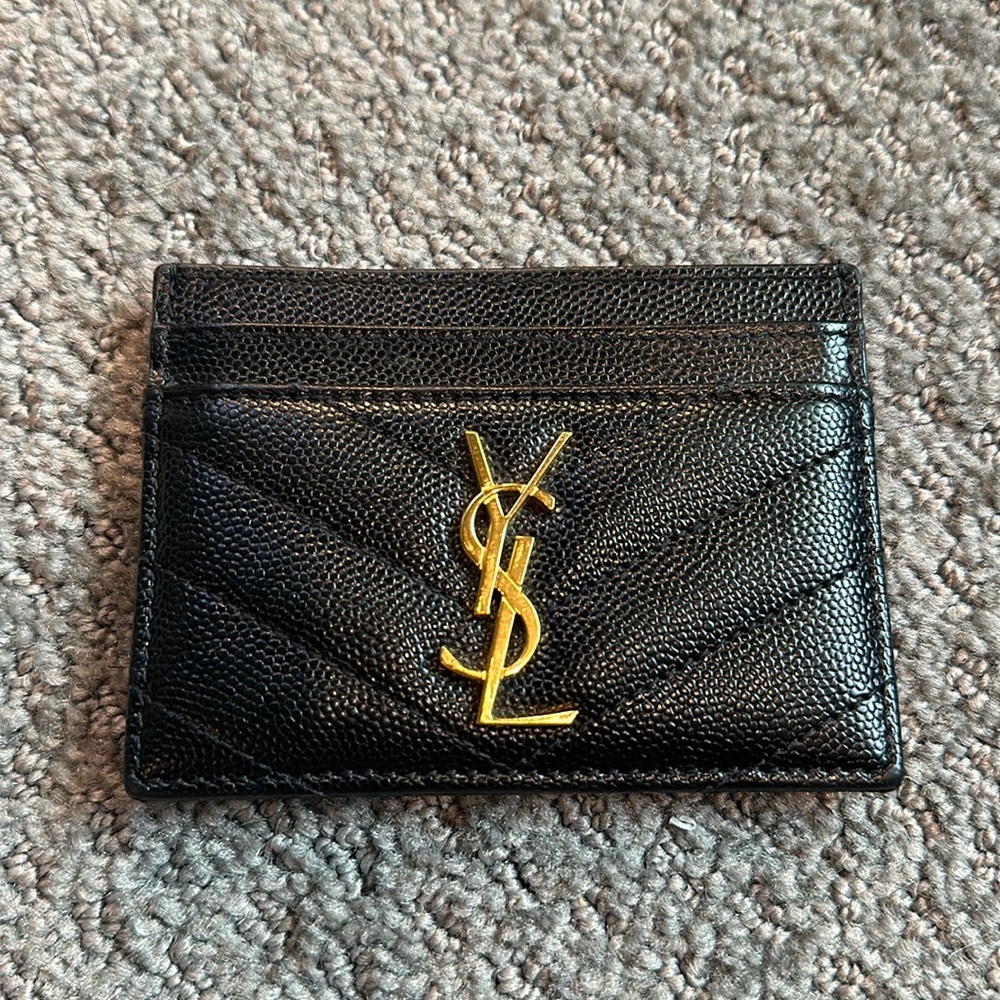 Saint Laurent Monogram Quilted Leather Credit Card Case (Black)